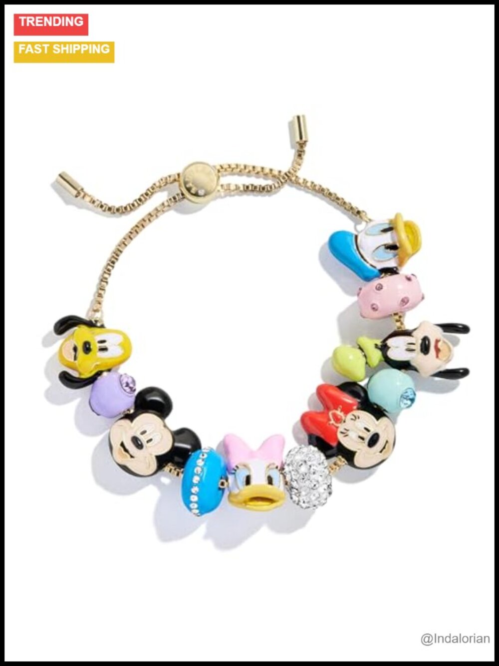 Disney BaubleBar Charm Bracelet Enamel Glass Gold Accents